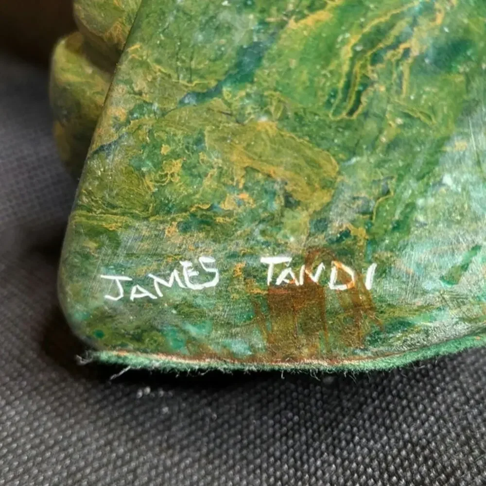 James Tandi Green Stone African Woman Carved Bust Signed Excellent Condition - Picture 4 of 10